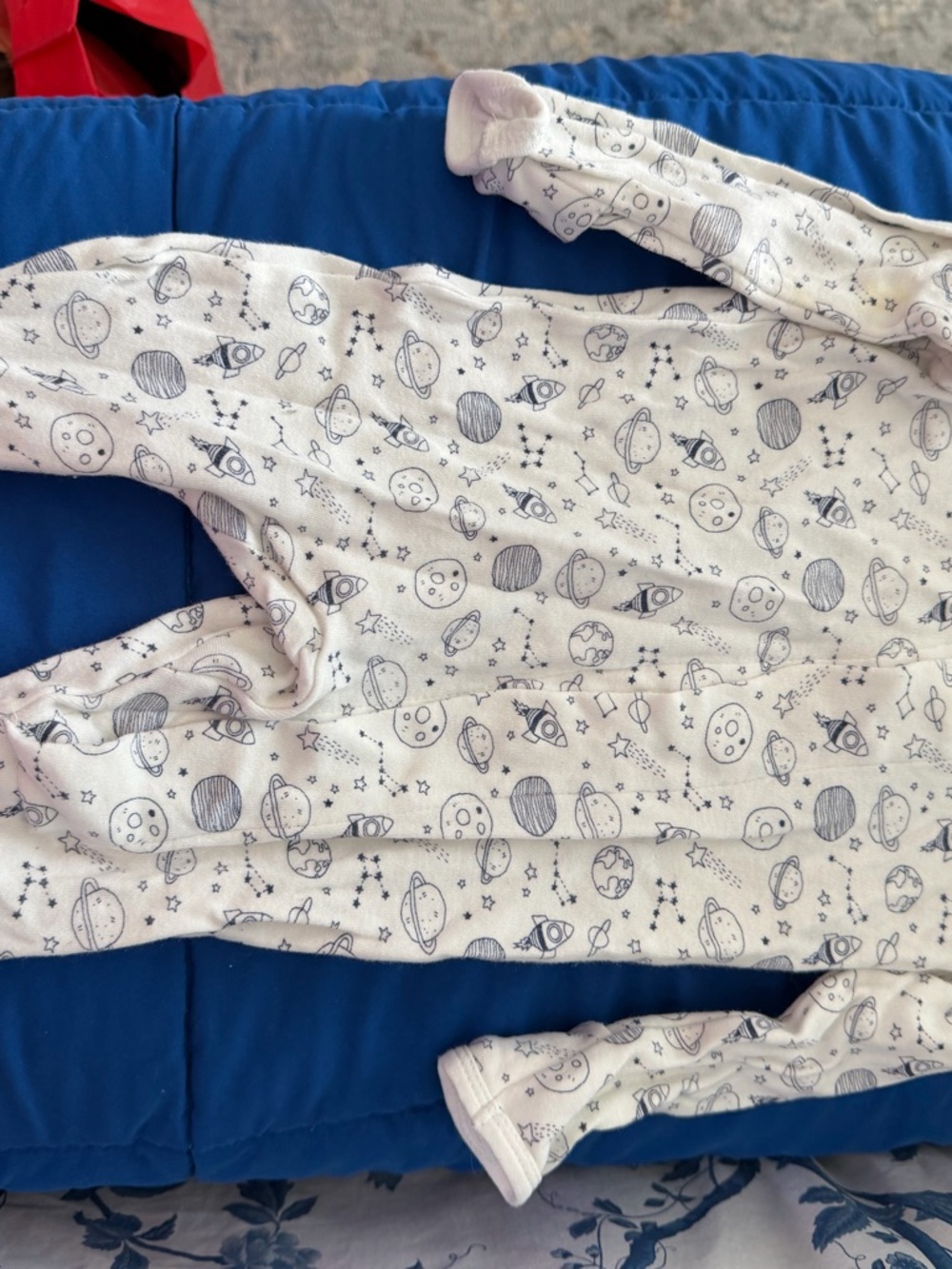 Magnetic Me White Space-Print Footed One-Piece